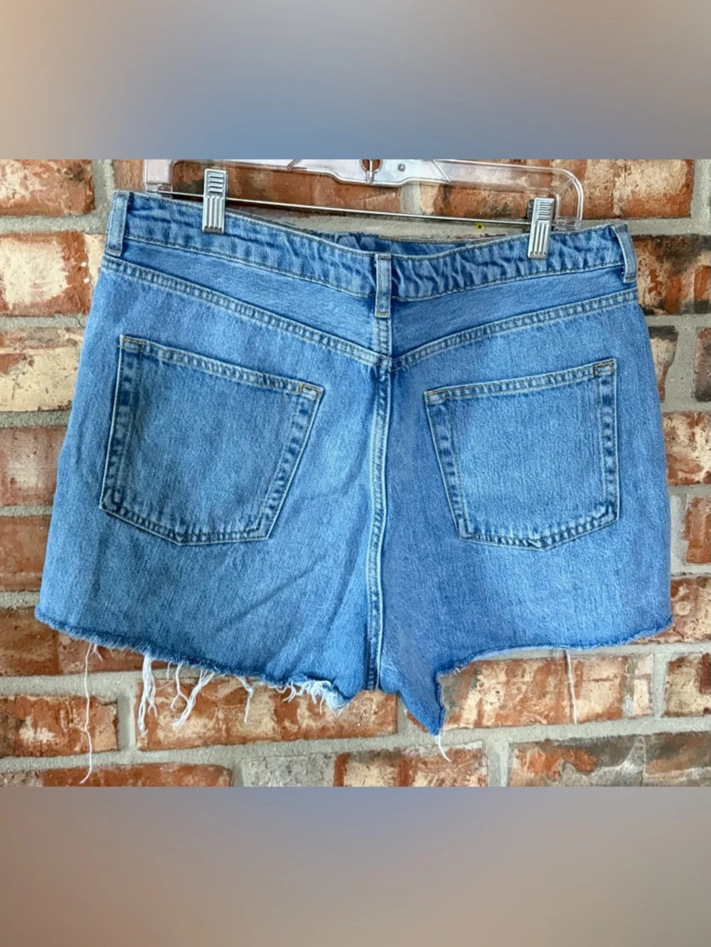 Topshop Blue Distressed Denim Jean Shorts